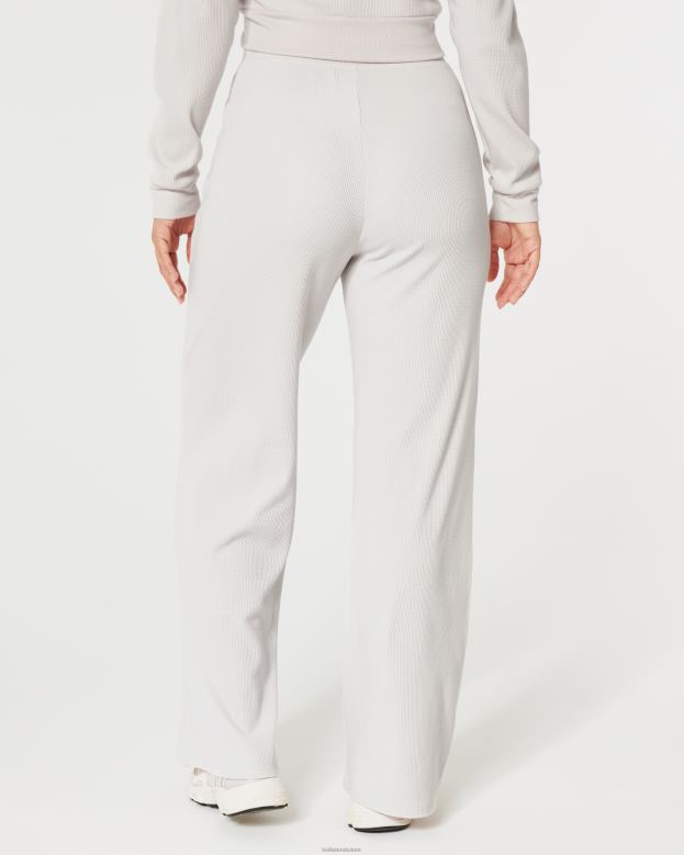 Bottoms Hollister Women Gilly Hicks Cozy Micro-Waffle Wide-Leg Pants 48820779 Off White