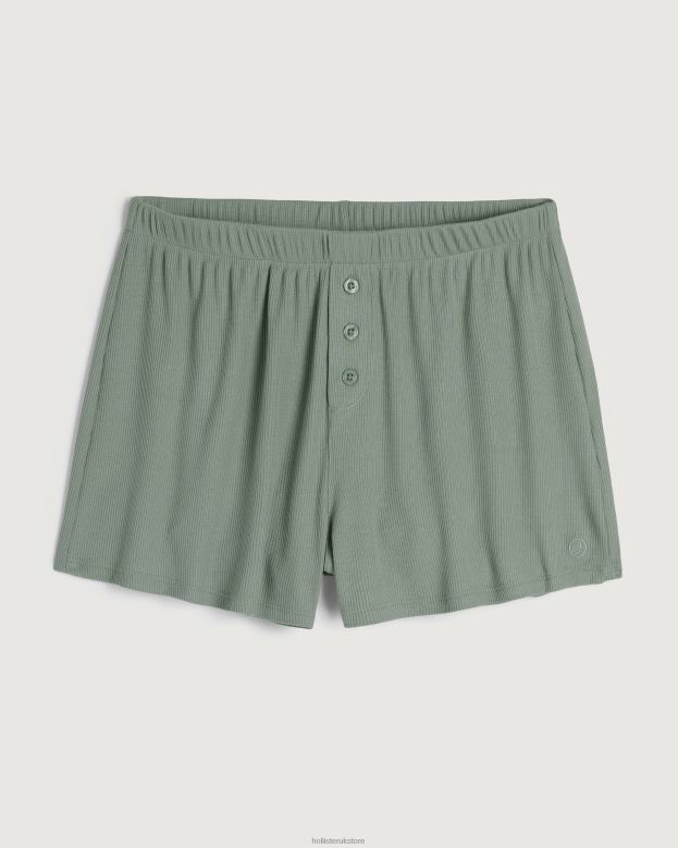 Bottoms Hollister Women Gilly Hicks Jersey Ribbed Sleep Shorts 48820710 Light Green