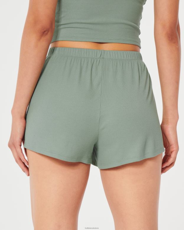 Bottoms Hollister Women Gilly Hicks Jersey Ribbed Sleep Shorts 48820710 Light Green