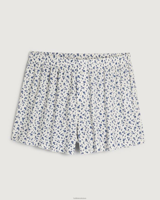 Bottoms Hollister Women Gilly Hicks Jersey Ribbed Sleep Shorts 48820780 White Floral