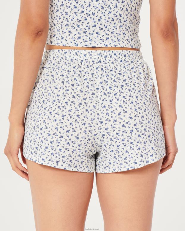 Bottoms Hollister Women Gilly Hicks Jersey Ribbed Sleep Shorts 48820780 White Floral
