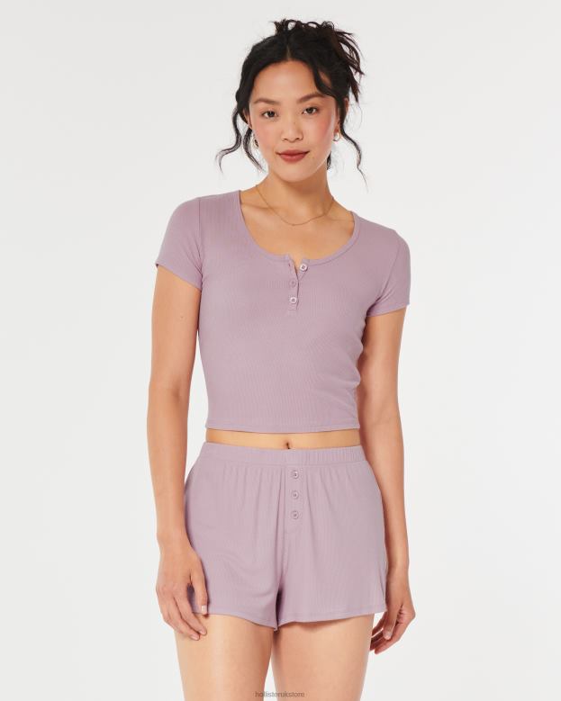 Bottoms Hollister Women Gilly Hicks Jersey Ribbed Sleep Shorts 48820783 Light Pink