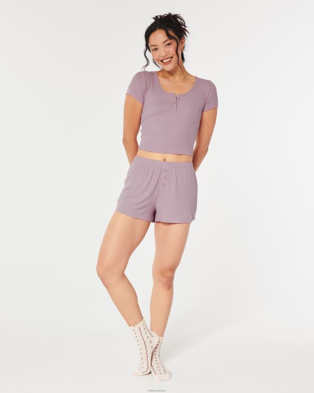 Bottoms Hollister Women Gilly Hicks Jersey Ribbed Sleep Shorts 48820783 Light Pink