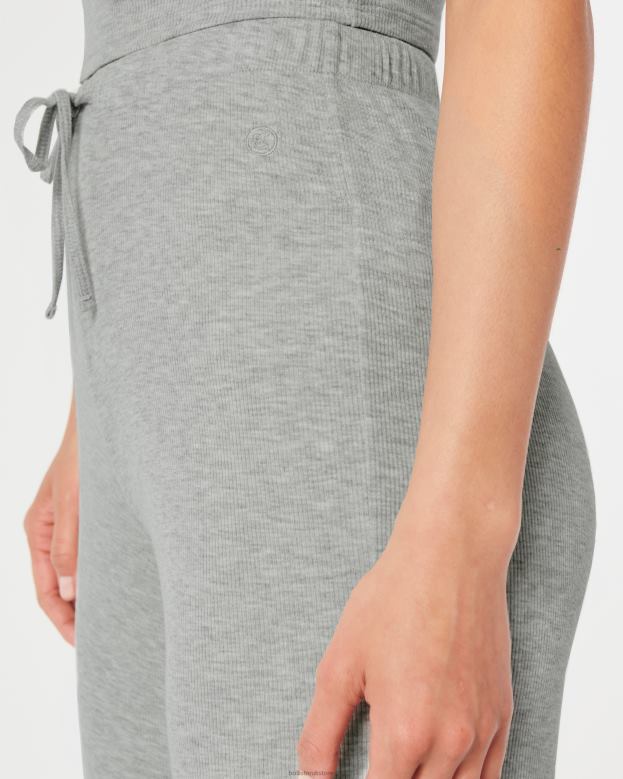 Bottoms Hollister Women Gilly Hicks Jersey Ribbed Wide-Leg Sleep Pants 48820697 Light Grey