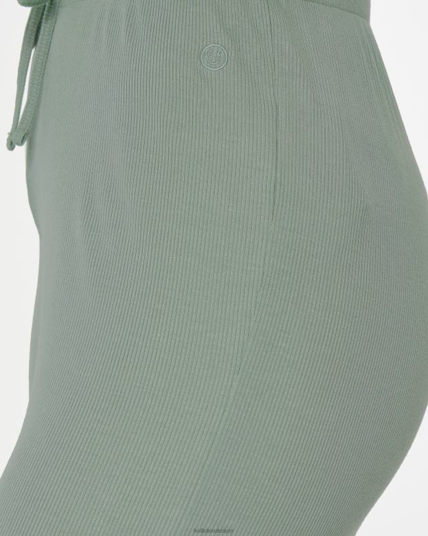 Bottoms Hollister Women Gilly Hicks Jersey Ribbed Wide-Leg Sleep Pants 48820709 Light Green