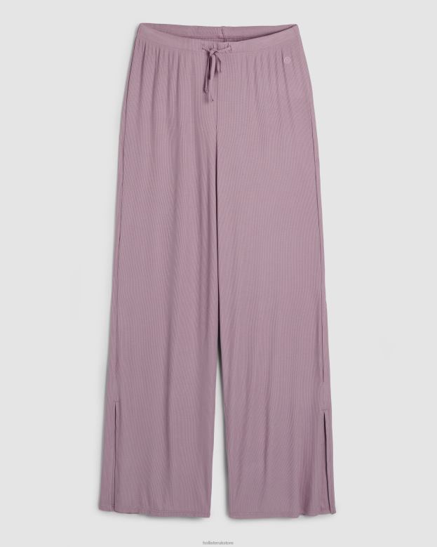 Bottoms Hollister Women Gilly Hicks Jersey Ribbed Wide-Leg Sleep Pants 48820784 Light Pink