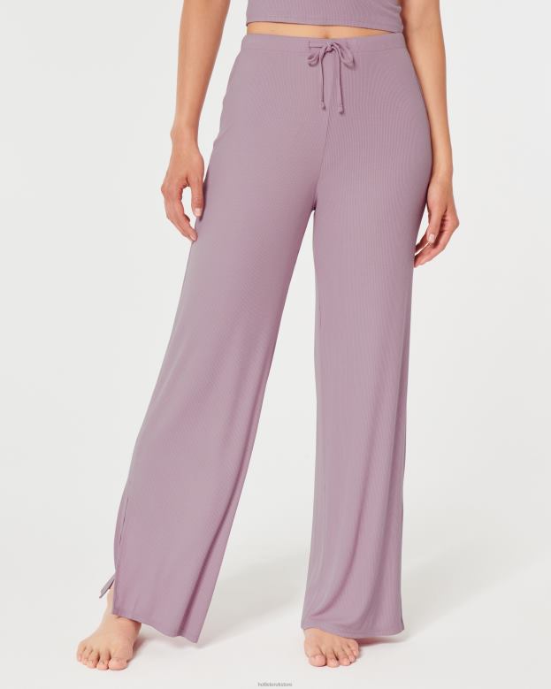 Bottoms Hollister Women Gilly Hicks Jersey Ribbed Wide-Leg Sleep Pants 48820784 Light Pink