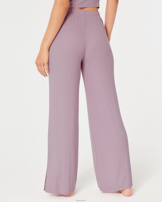 Bottoms Hollister Women Gilly Hicks Jersey Ribbed Wide-Leg Sleep Pants 48820784 Light Pink