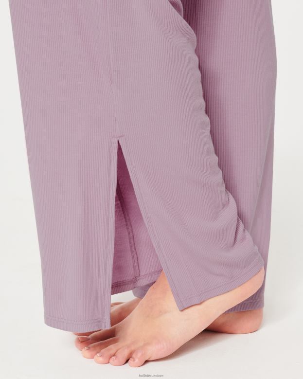 Bottoms Hollister Women Gilly Hicks Jersey Ribbed Wide-Leg Sleep Pants 48820784 Light Pink