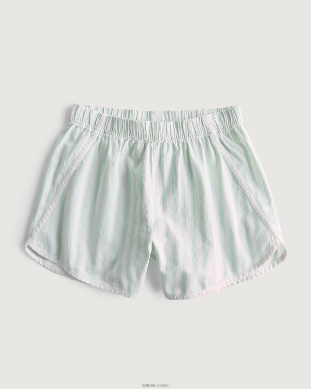 Bottoms Hollister Women Gilly Hicks Lightweight Woven Shorts 48820788 Mint Green Stripe