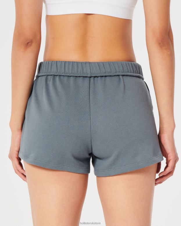 Bottoms Hollister Women Gilly Hicks Rollover Waist Fleece Shorts 48820546 Blue Grey