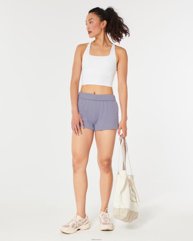 Bottoms Hollister Women Gilly Hicks Rollover Waist Fleece Shorts 48820652 Lavender