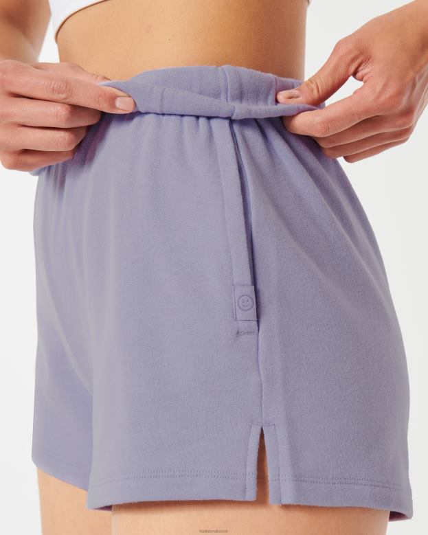 Bottoms Hollister Women Gilly Hicks Rollover Waist Fleece Shorts 48820652 Lavender