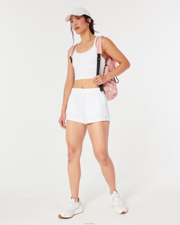 Bottoms Hollister Women Gilly Hicks Rollover Waist Fleece Shorts 48820672 White