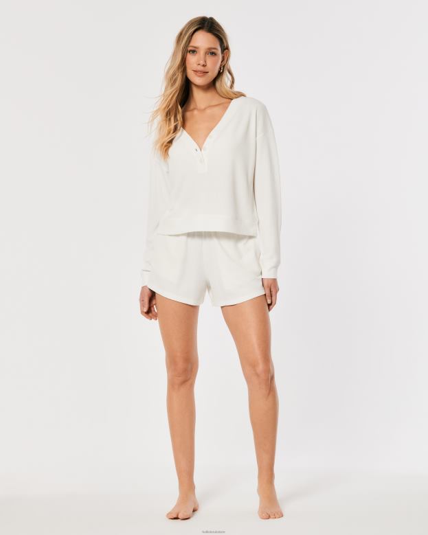 Bottoms Hollister Women Gilly Hicks Waffle Boxer Shorts 48820746 White