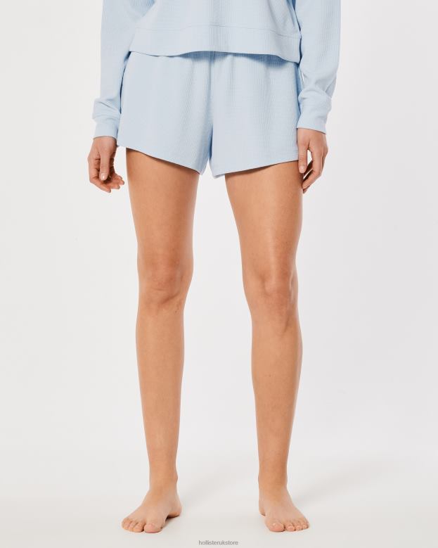 Bottoms Hollister Women Gilly Hicks Waffle Boxer Shorts 48820790 Light Blue