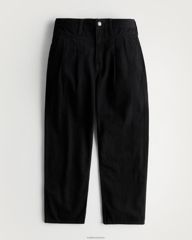 Bottoms Hollister Women High-Rise Black Barrel Jeans 48820706 Black