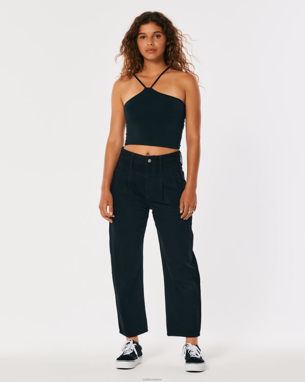 Bottoms Hollister Women High-Rise Black Barrel Jeans 48820706 Black