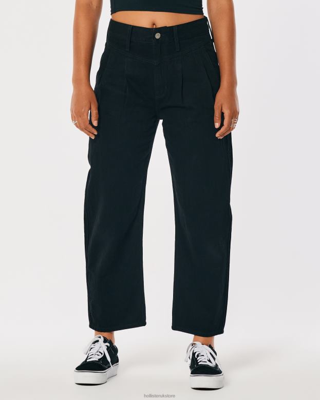 Bottoms Hollister Women High-Rise Black Barrel Jeans 48820706 Black