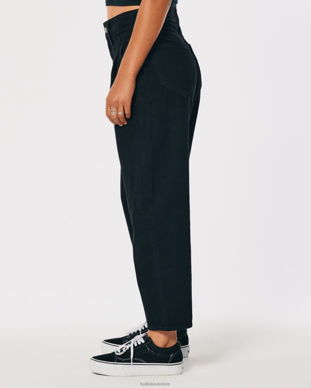 Bottoms Hollister Women High-Rise Black Barrel Jeans 48820706 Black