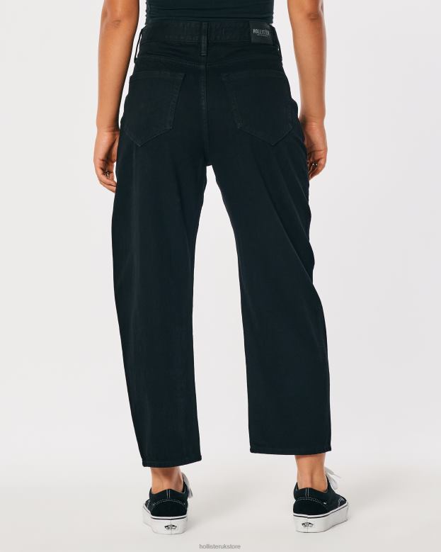 Bottoms Hollister Women High-Rise Black Barrel Jeans 48820706 Black