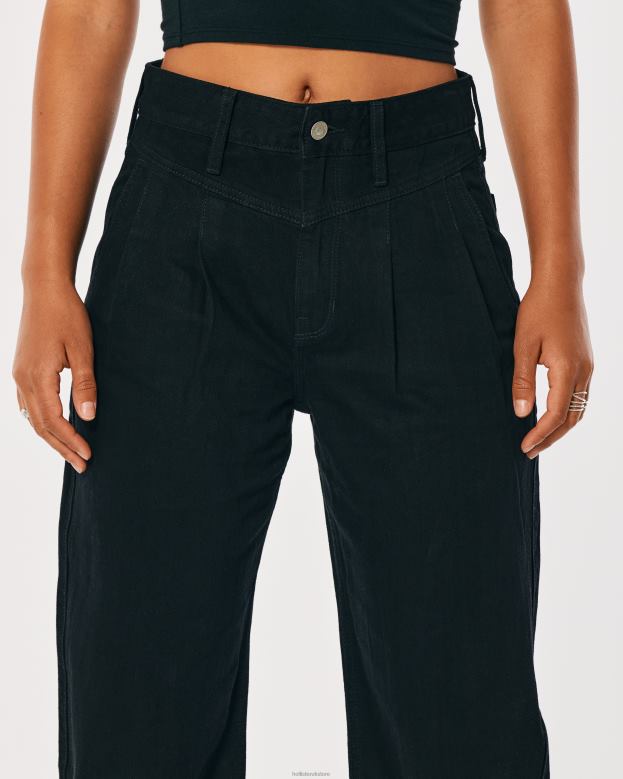 Bottoms Hollister Women High-Rise Black Barrel Jeans 48820706 Black