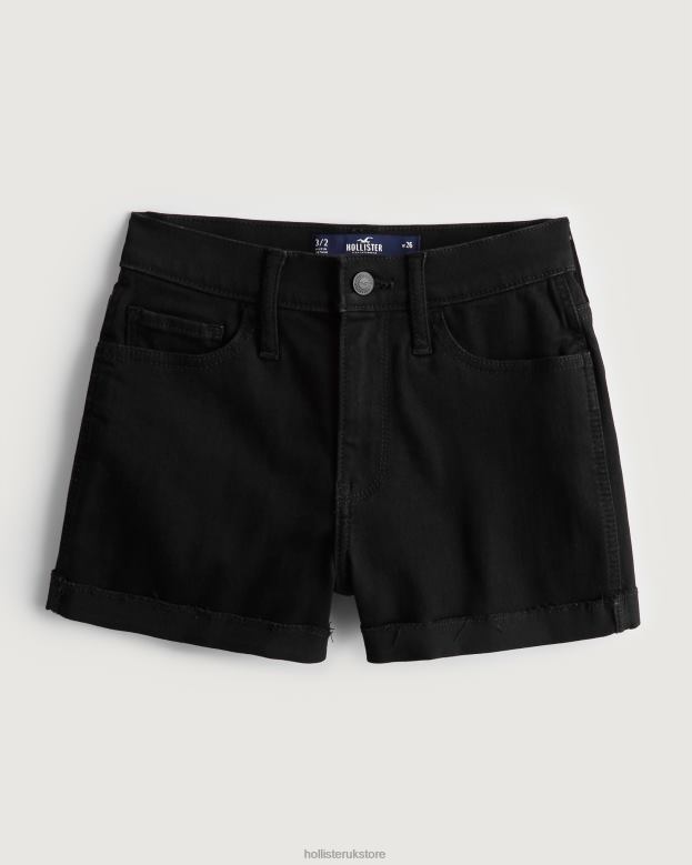 Bottoms Hollister Women High-Rise Black Denim Shorts 3 48820466 Black