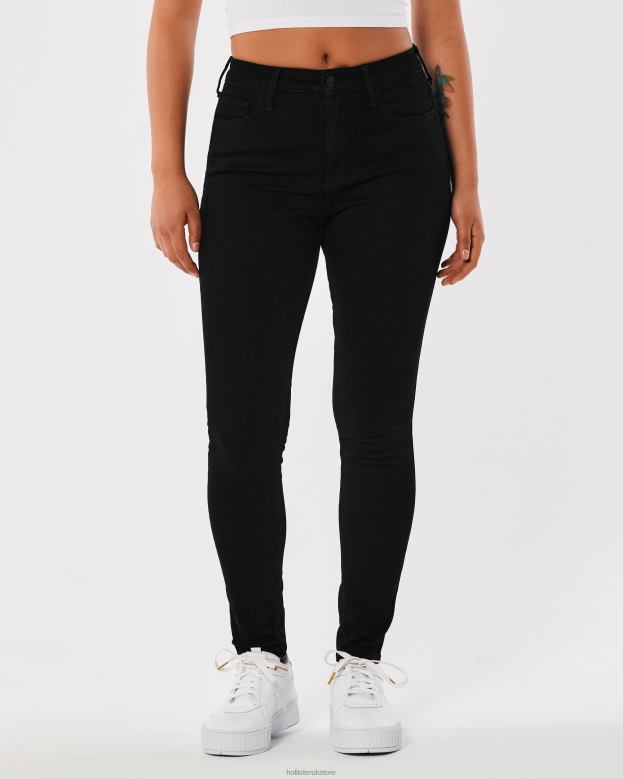 Bottoms Hollister Women High-Rise Black Super Skinny Jeans 48820530 Black