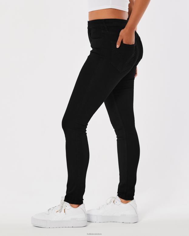 Bottoms Hollister Women High-Rise Black Super Skinny Jeans 48820530 Black
