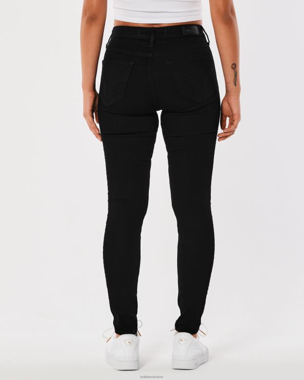 Bottoms Hollister Women High-Rise Black Super Skinny Jeans 48820530 Black