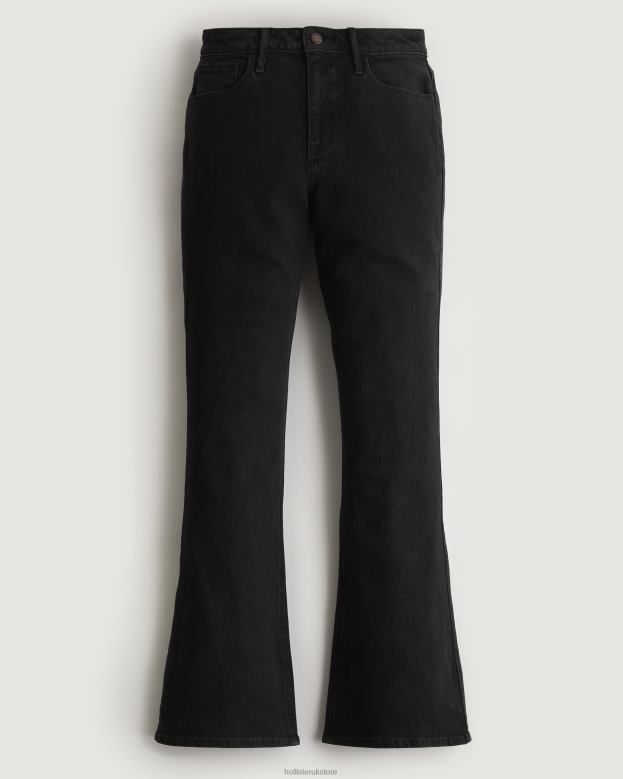 Bottoms Hollister Women High-Rise Black Vintage Stretch Flare Jean 48820636 Black