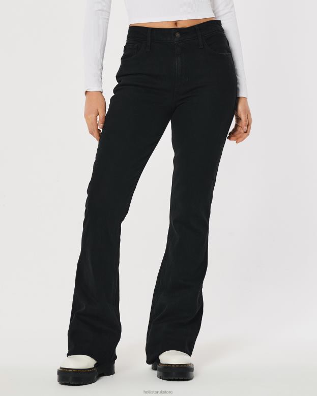 Bottoms Hollister Women High-Rise Black Vintage Stretch Flare Jean 48820636 Black