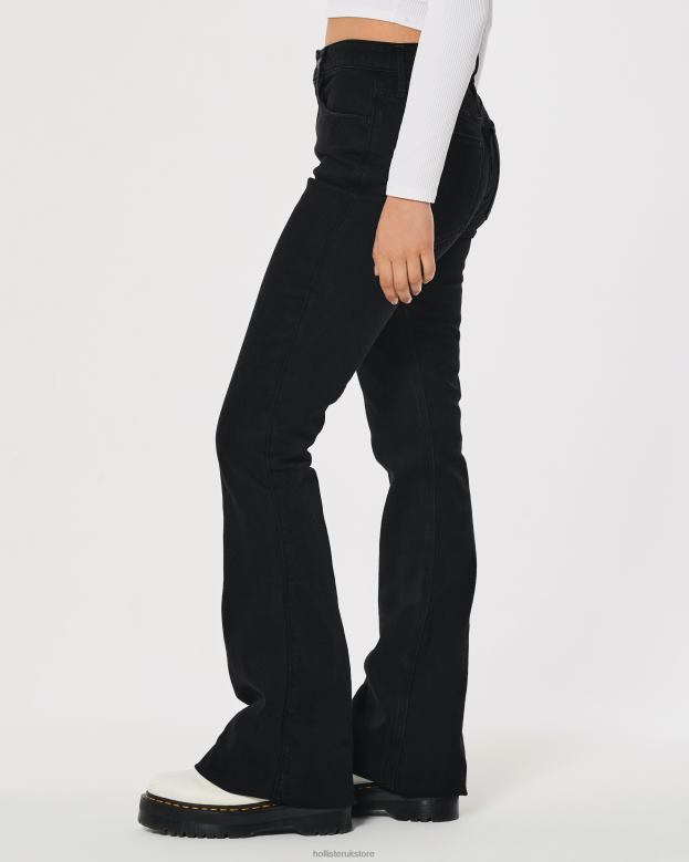 Bottoms Hollister Women High-Rise Black Vintage Stretch Flare Jean 48820636 Black
