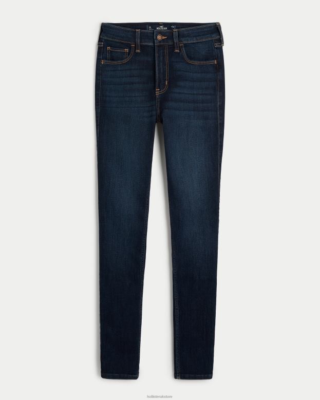 Bottoms Hollister Women High-Rise Dark Wash Super Skinny Jeans 48820585 Dark Wash