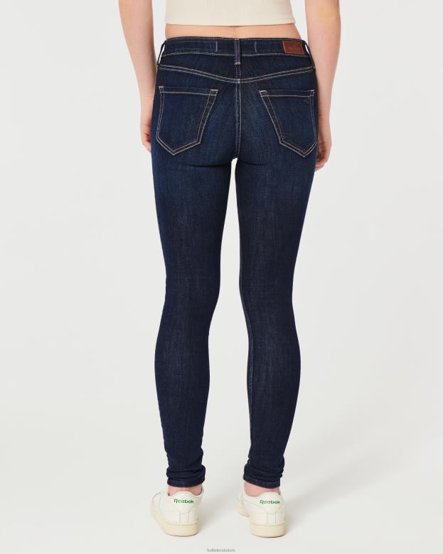 Bottoms Hollister Women High-Rise Dark Wash Super Skinny Jeans 48820585 Dark Wash