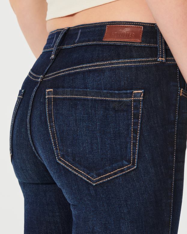 Bottoms Hollister Women High-Rise Dark Wash Super Skinny Jeans 48820585 Dark Wash
