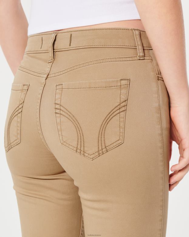 Bottoms Hollister Women High-Rise Khaki Super Skinny Pants 48820468 Khaki