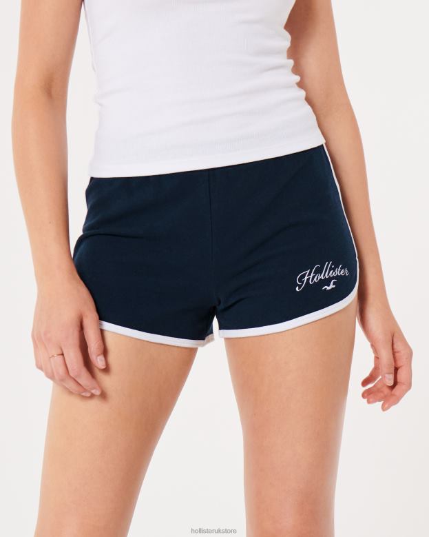 Bottoms Hollister Women High-Rise Knit Logo Shorts 48820630 Navy Blue