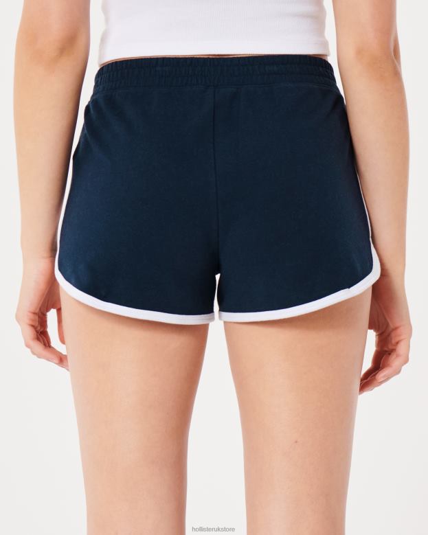 Bottoms Hollister Women High-Rise Knit Logo Shorts 48820630 Navy Blue