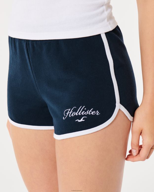 Bottoms Hollister Women High-Rise Knit Logo Shorts 48820630 Navy Blue