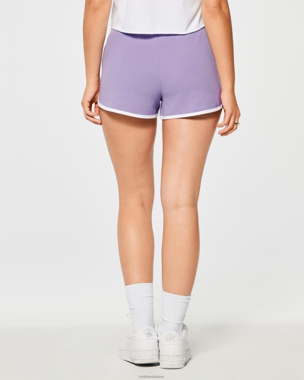 Bottoms Hollister Women High-Rise Knit Logo Shorts 48820637 Light Purple