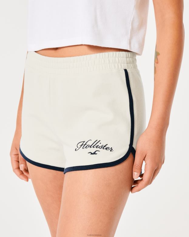 Bottoms Hollister Women High-Rise Knit Logo Shorts 48820708 Cream