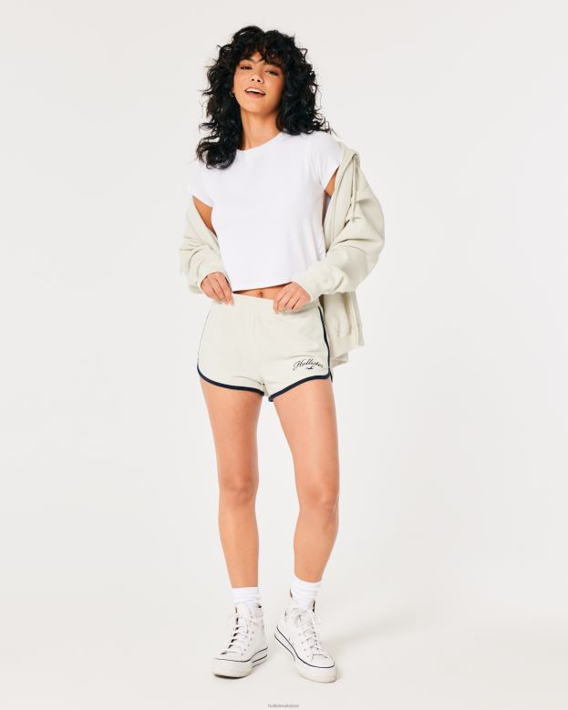 Bottoms Hollister Women High-Rise Knit Logo Shorts 48820708 Cream