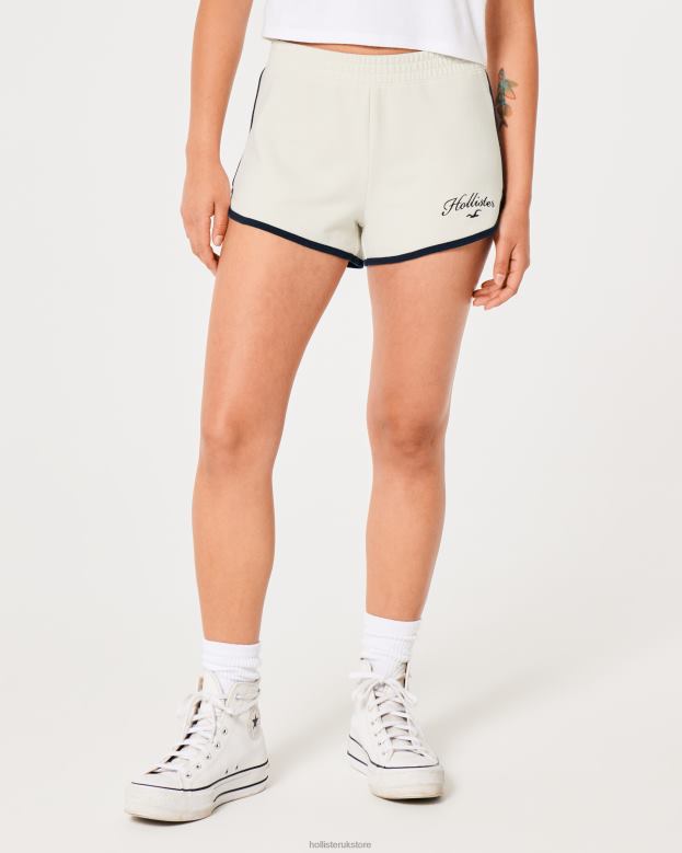 Bottoms Hollister Women High-Rise Knit Logo Shorts 48820708 Cream