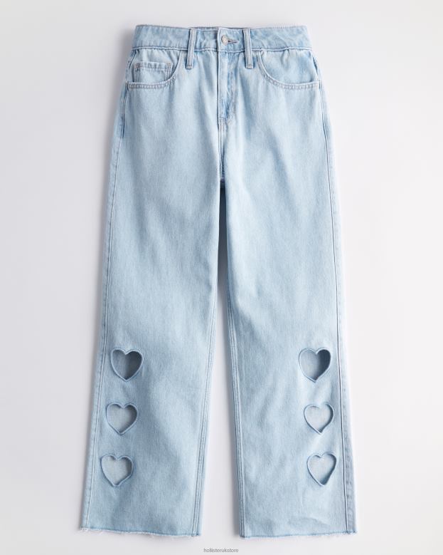 Bottoms Hollister Women High-Rise Light Wash Cutout Baggy Jeans 48820665 Light Wash