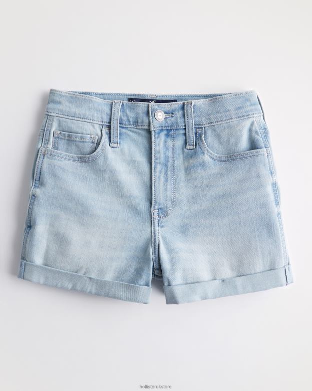 Bottoms Hollister Women High-Rise Light Wash Denim Shorts 3 48820499 Light Wash