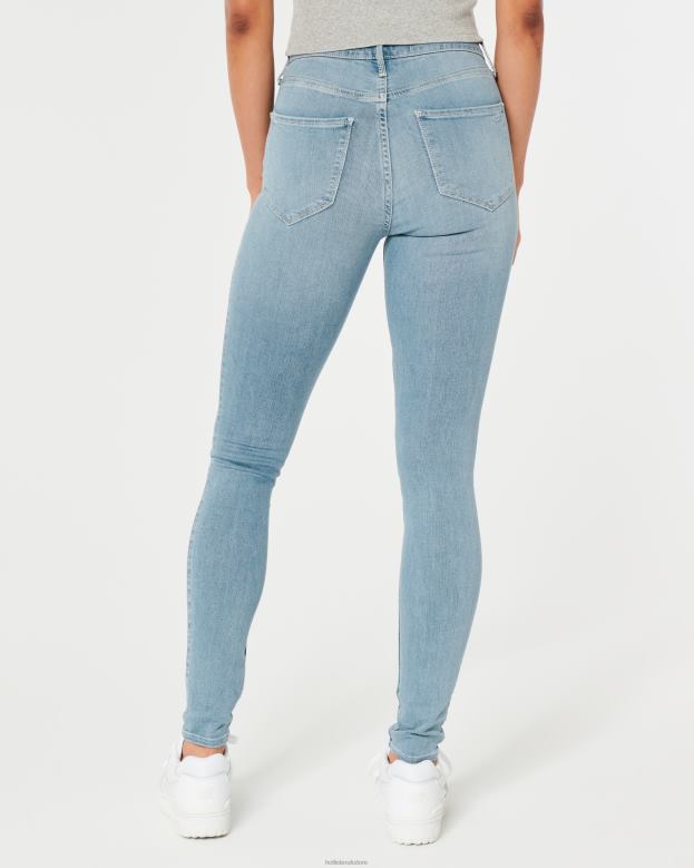 Bottoms Hollister Women High-Rise Light Wash Jean Leggings 48820586 Light Faded Clean Hem