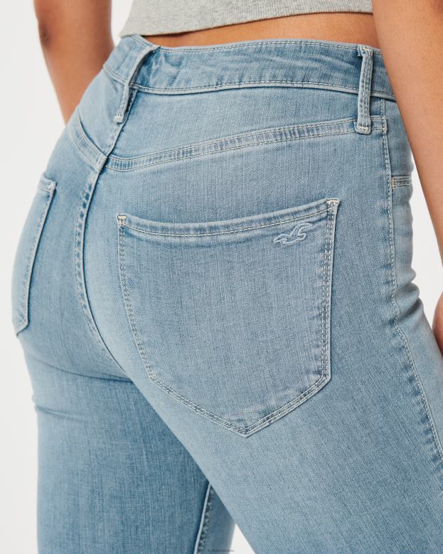 Bottoms Hollister Women High-Rise Light Wash Jean Leggings 48820586 Light Faded Clean Hem
