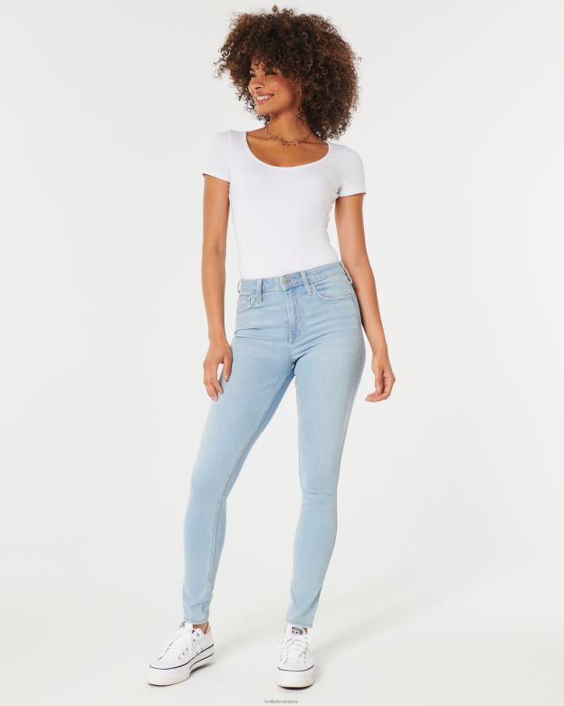 Bottoms Hollister Women High-Rise Light Wash Super Skinny Jeans 48820682 Light