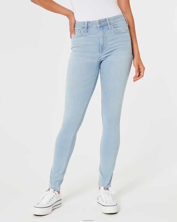 Bottoms Hollister Women High-Rise Light Wash Super Skinny Jeans 48820682 Light